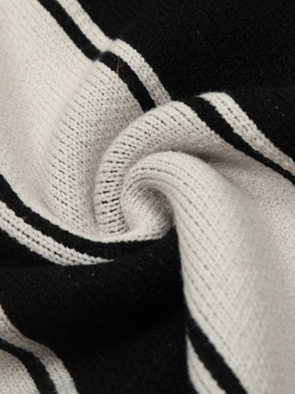 Crest Embroidered Striped Polo Sweater