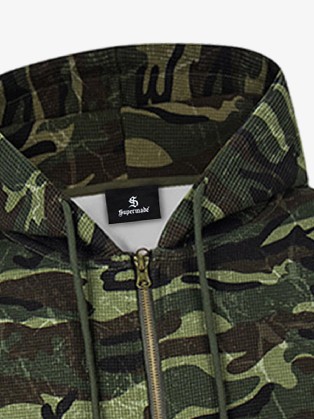 Camo Waffle-Knit Hoodie; Classic Camouflage / M, Classic Camouflage / L, Classic Camouflage / XL