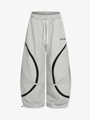 Retro Contrast Panel Drawstring Sweatpants