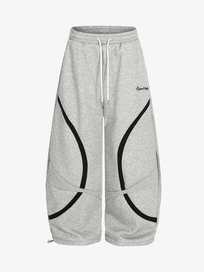 Retro Contrast Panel Drawstring Sweatpants