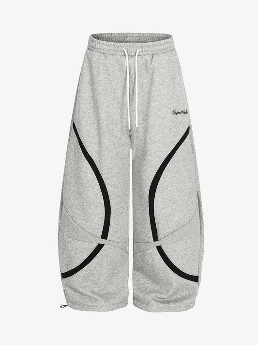 Retro Contrast Panel Drawstring Sweatpants
