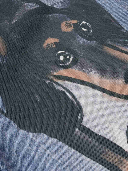 Retro Dachshund 3D Print Washed Distressed Jeans 