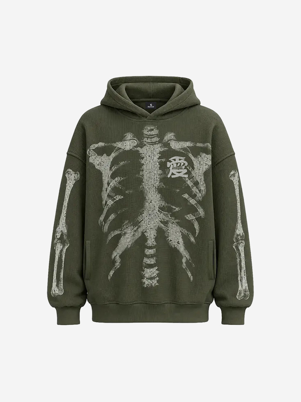 Skeleton Bone Graphic Distressed Hoodie