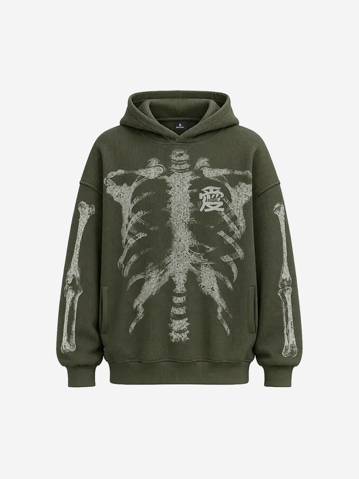 Skeleton Bone Graphic Distressed Hoodie