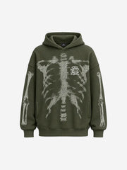Skeleton Bone Graphic Distressed Hoodie