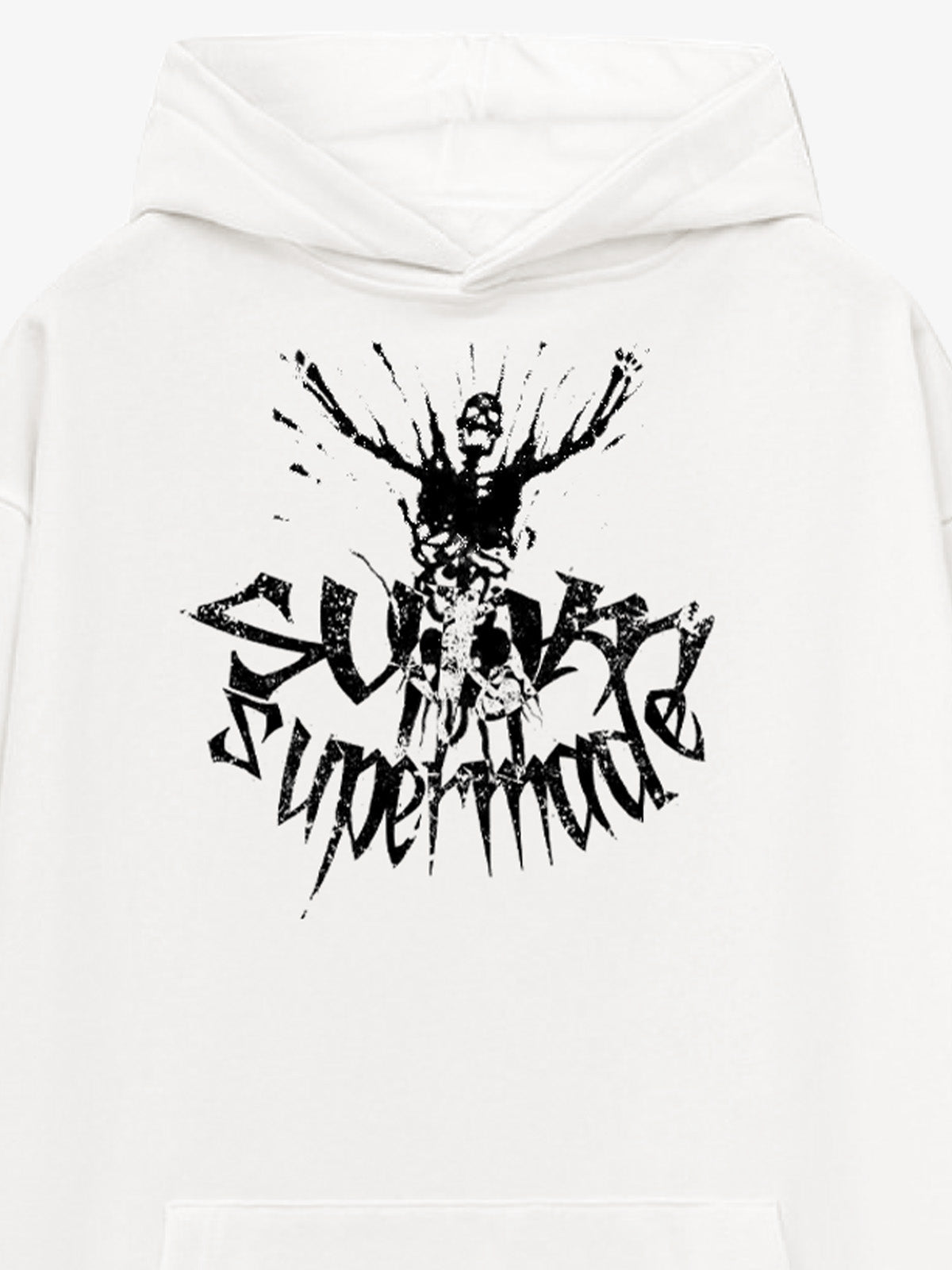 THE SUPERMADE Oversized Black Hoodie with Graphic Print Design 