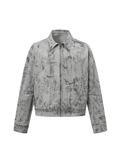 Tie-Dye Denim Bomber Jacket 