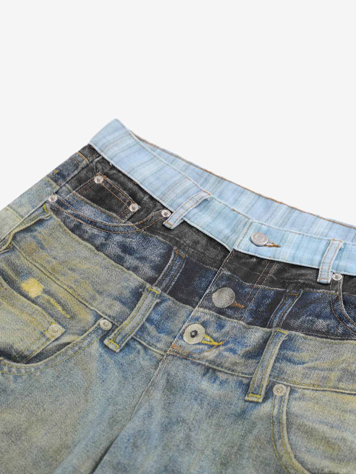 3D Illusion Layered Baggy Jeans 