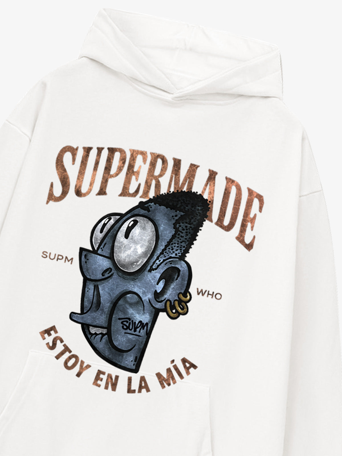 Thesupermade Street Trend Cool Blue Cartoon Big Head Hooded Sweatshirt 