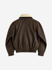 Faux-Shearling Collar Buckle Aviator Jacket