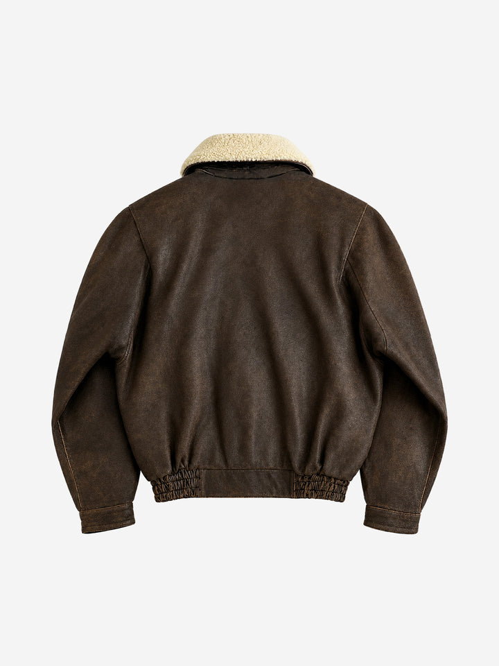 Fliegerjacke mit Kragen und Schnalle aus Faux-Lammfell