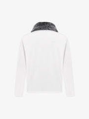 Faux-Fur Lapel Collar Sporty Polo Shirt