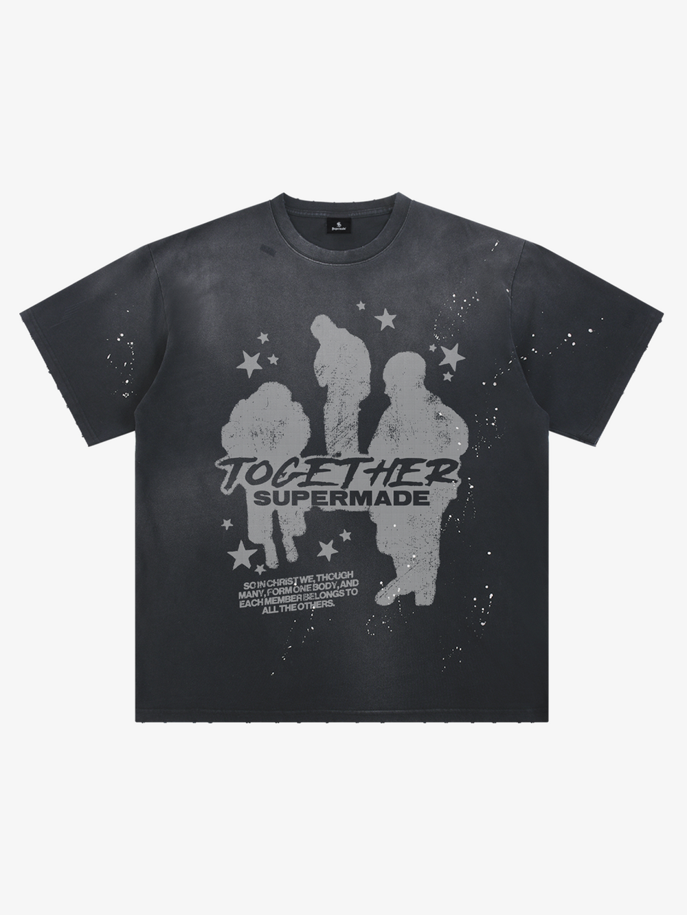 Portrait Graphic Ink Splatter Washed Tee
