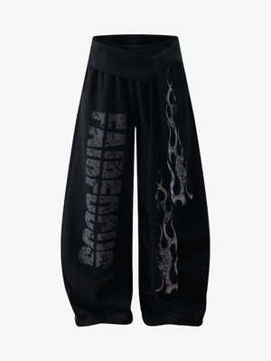 Thesupermade Dark Street Letter Flame Casual Sweatpants 