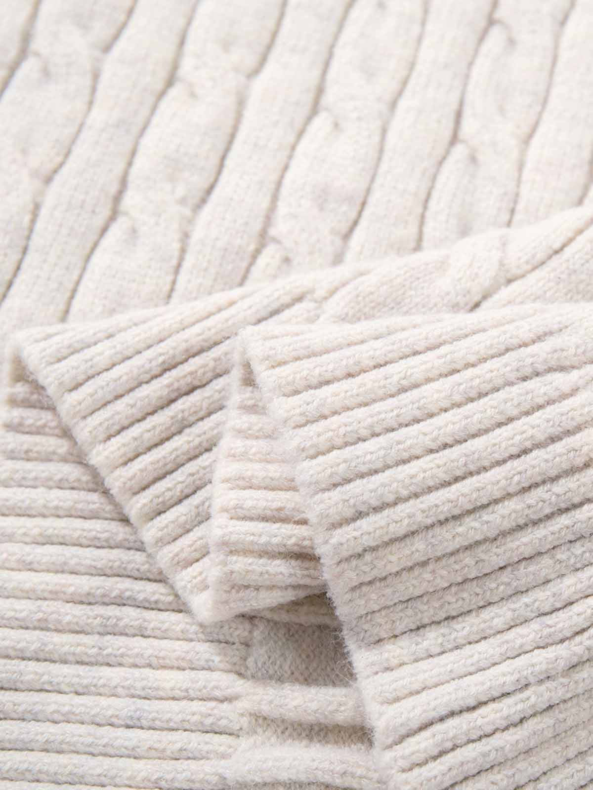 Cable Knit Wool Blend Half-Zip Sweater Men's Winter Warm Knitted Pullover 