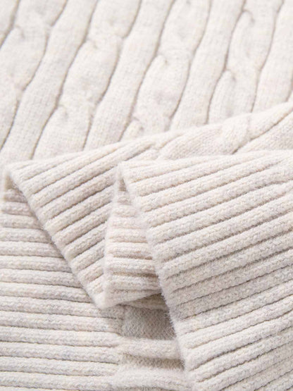 Cable Knit Wool Blend Half-Zip Sweater Men's Winter Warm Knitted Pullover 