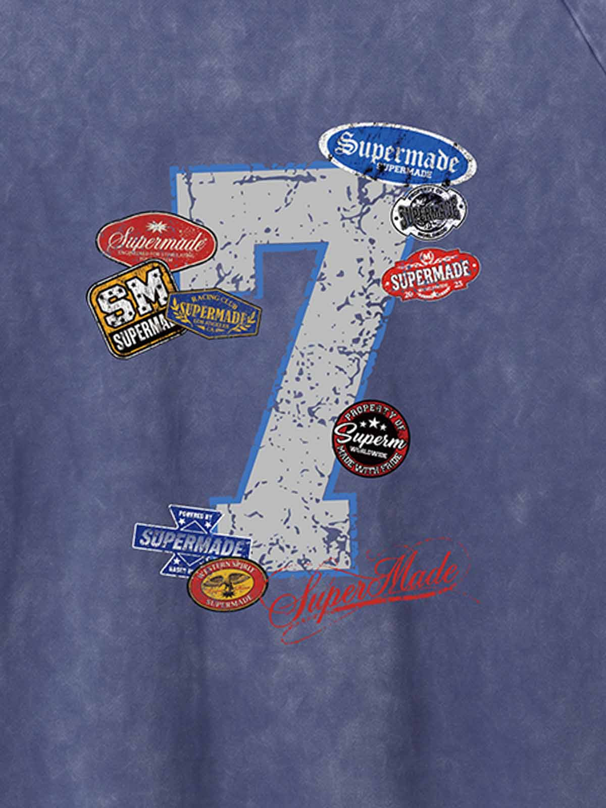 Vintage Washed Number 7 Badge Graphic T-Shirt 