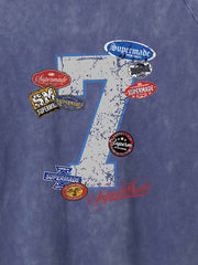 Vintage Washed Number 7 Badge Graphic T-Shirt 