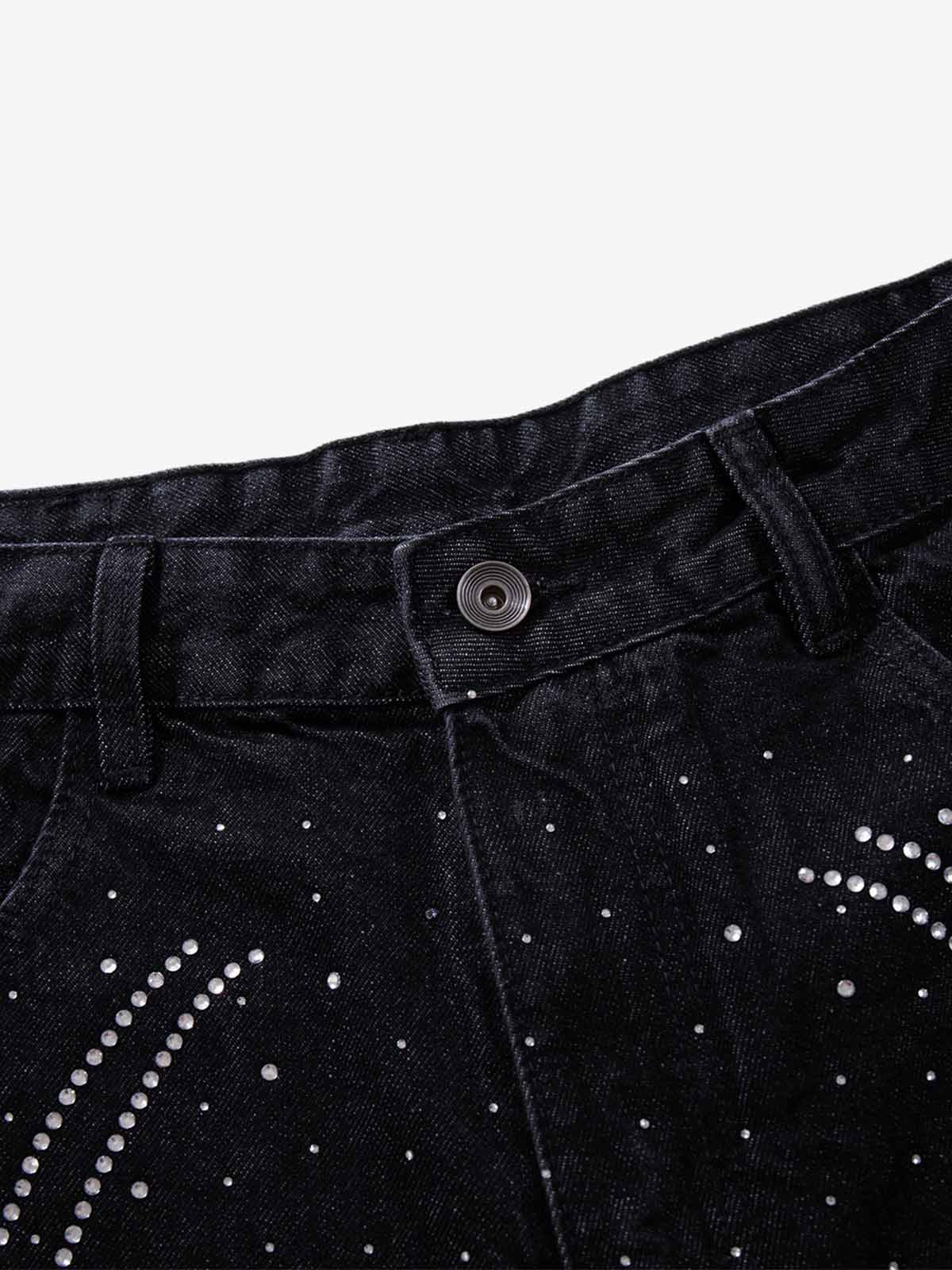 Star Rhinestone Embellished Baggy Jeans 