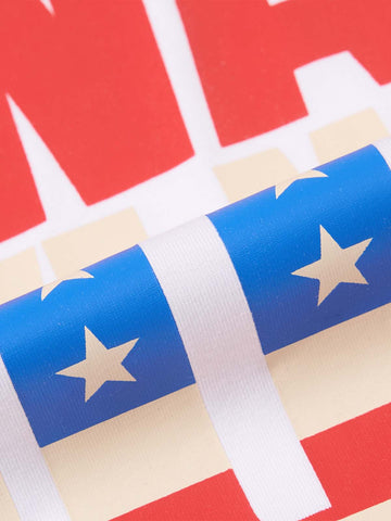 American Flag Star Graphic Color Block Long Sleeve Tee