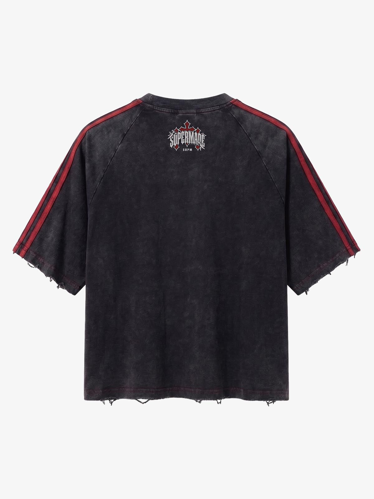 Washed Moto Graphic Distressed Raglan T-Shirt 