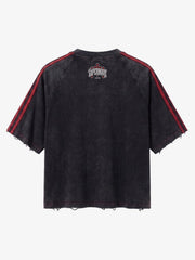 Washed Moto Graphic Distressed Raglan T-Shirt 