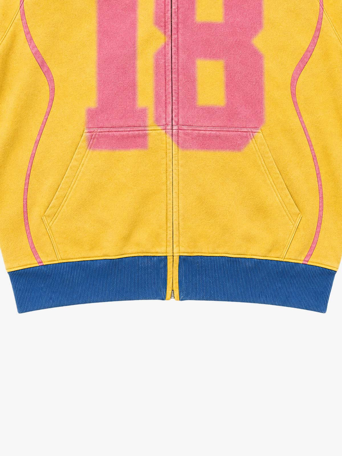 Racing Number Graphic Color Block Cropped Zip Hoodie