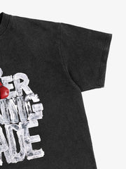 Crop-T-Shirt mit Boxmotiv im Used-Look