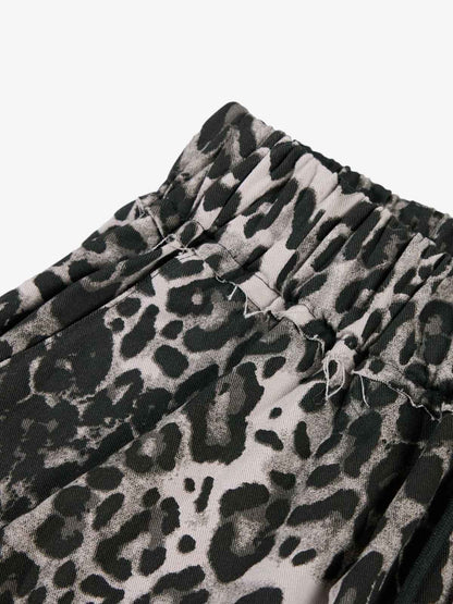 Stylish Leopard Print Wide-Leg Pants with Unique Graphic Design 