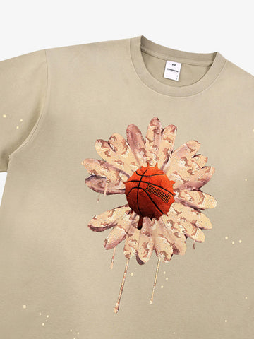 thesupermade Funny street basketball floral pattern design T-shirt 