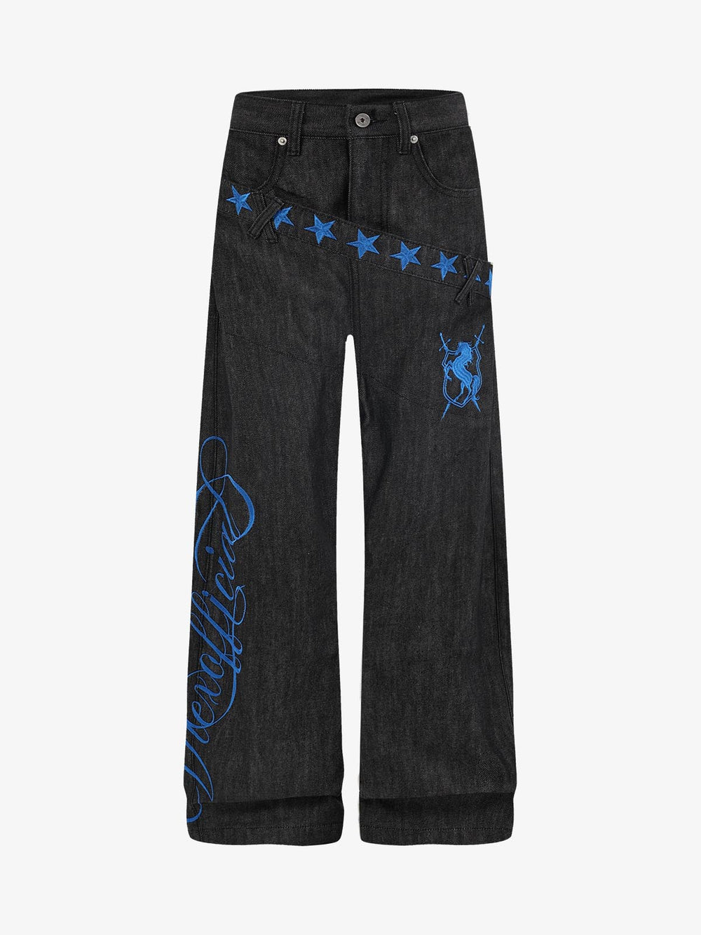 Star Equestrian Embroidered Double-Waist Jeans