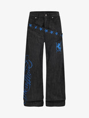 Star Equestrian Embroidered Double-Waist Jeans