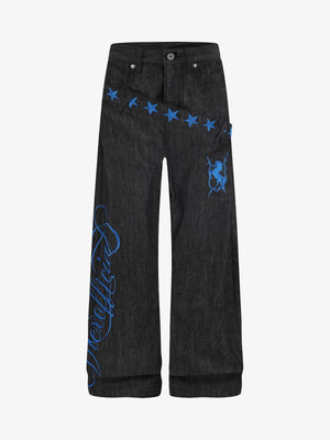Star Equestrian Embroidered Double-Waist Jeans