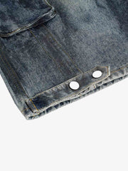 Grunge Wash Cargo Denim Shorts 