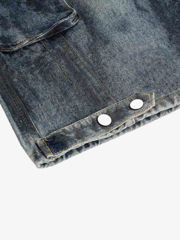 Grunge-Waschung Cargo-Denim-Shorts