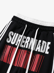 Double-Waist Striped Baggy Sweatpants