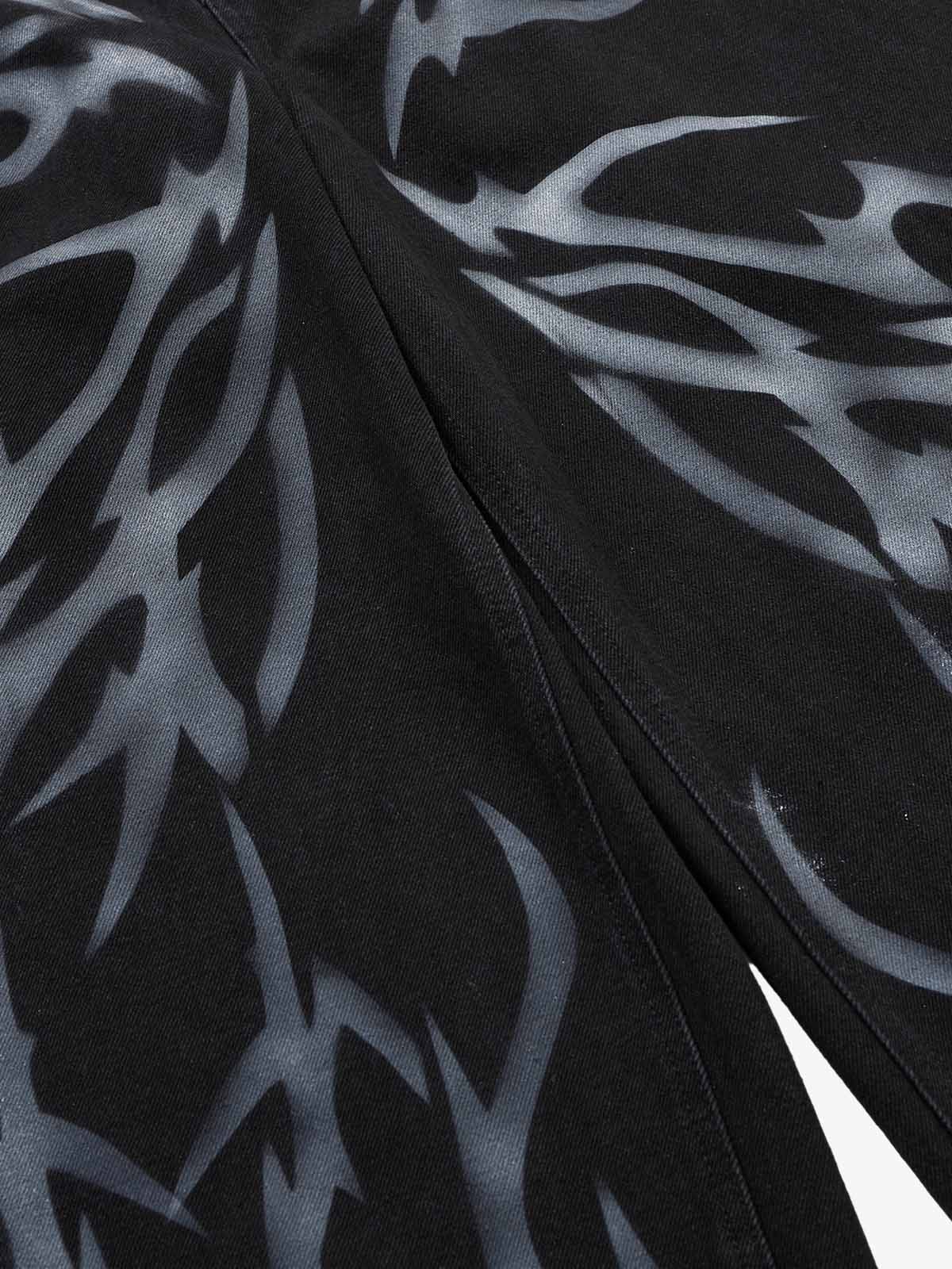Thorn Butterfly Graphic Dark Denim Jeans; Black / M, Black / L, Black / XL