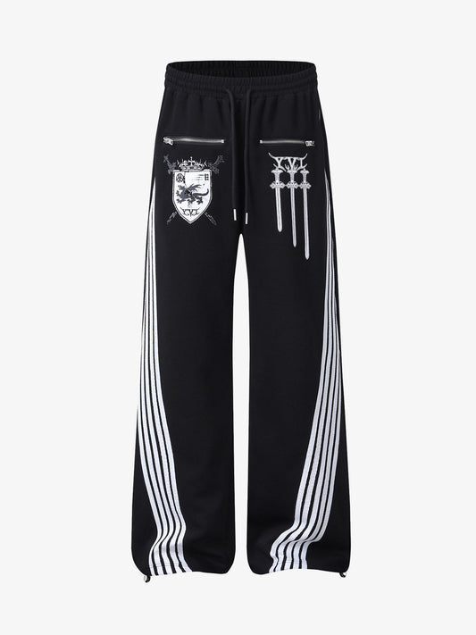 Crest & Sword Graphic Side Stripe Sweatpants 