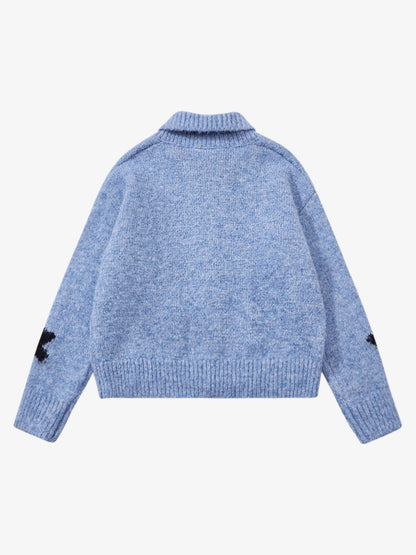 Stylish Star Pattern Zip-Up Knit Cardigan for Women 