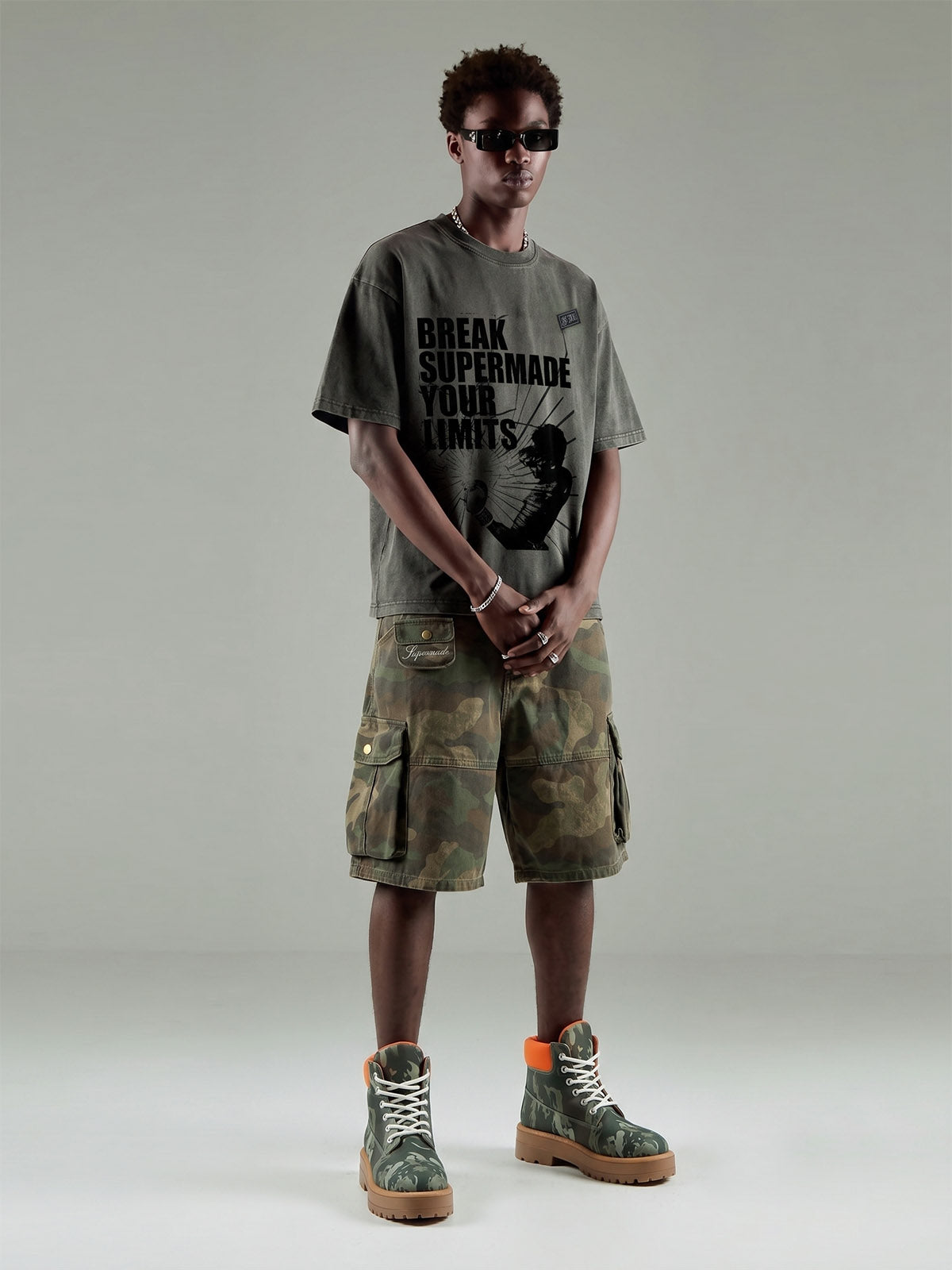 Distressed Camouflage Workwear Wide
