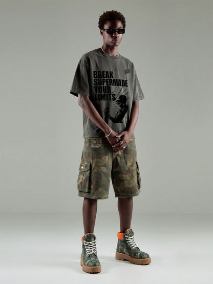 Distressed Camouflage Workwear Wide