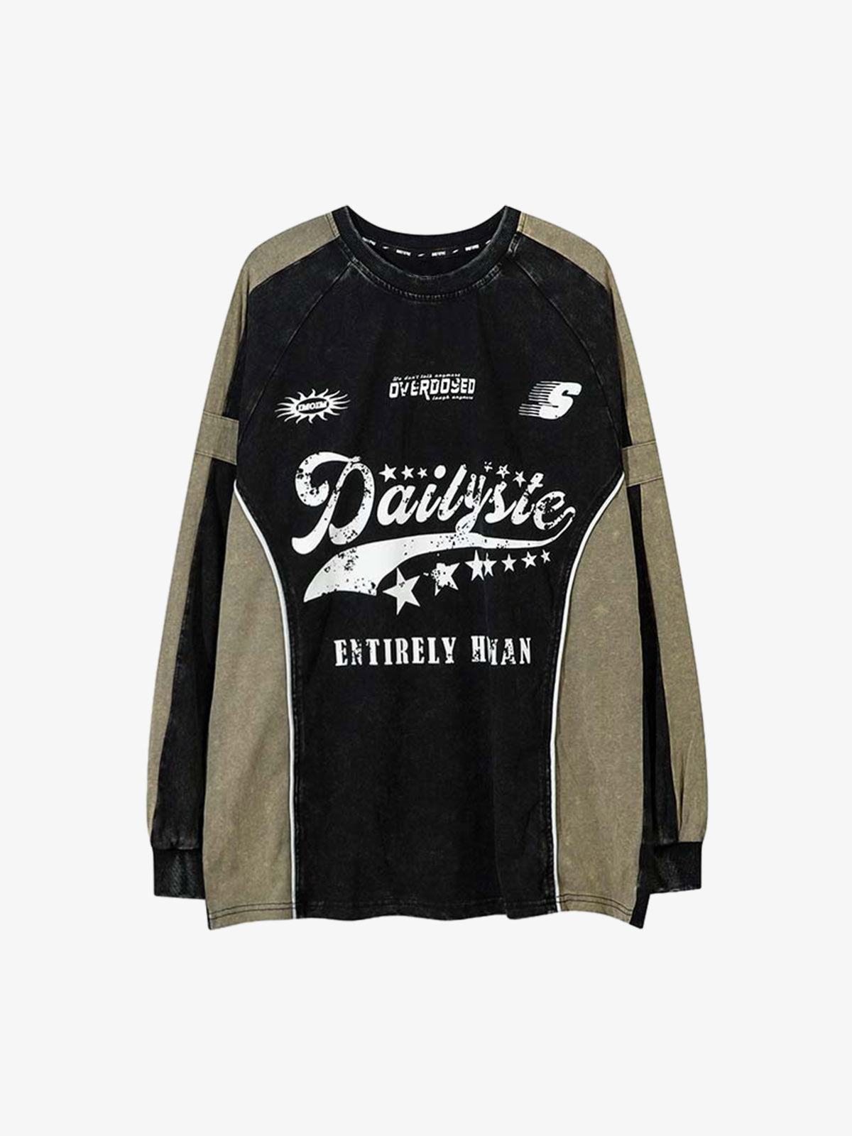 Vintage-Inspired Long Sleeve Tee with Bold Graphic Design 