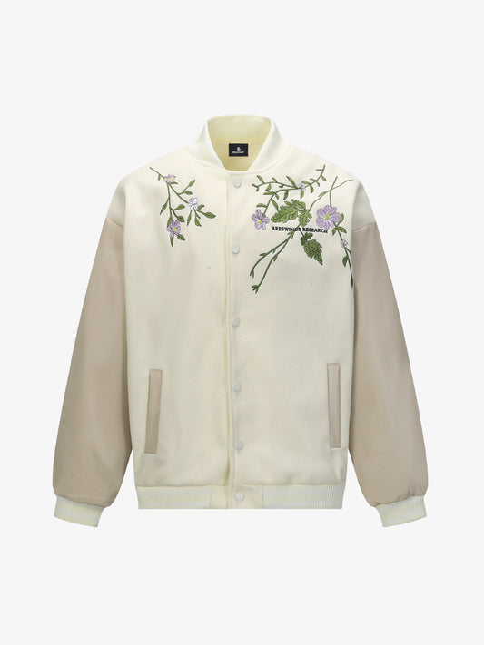 Floral Embroidered Baseball Jacket for Women - Stylish and Versatile Outerwear 