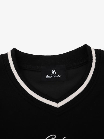 Appliqué Logo V-Neck Sweatshirt