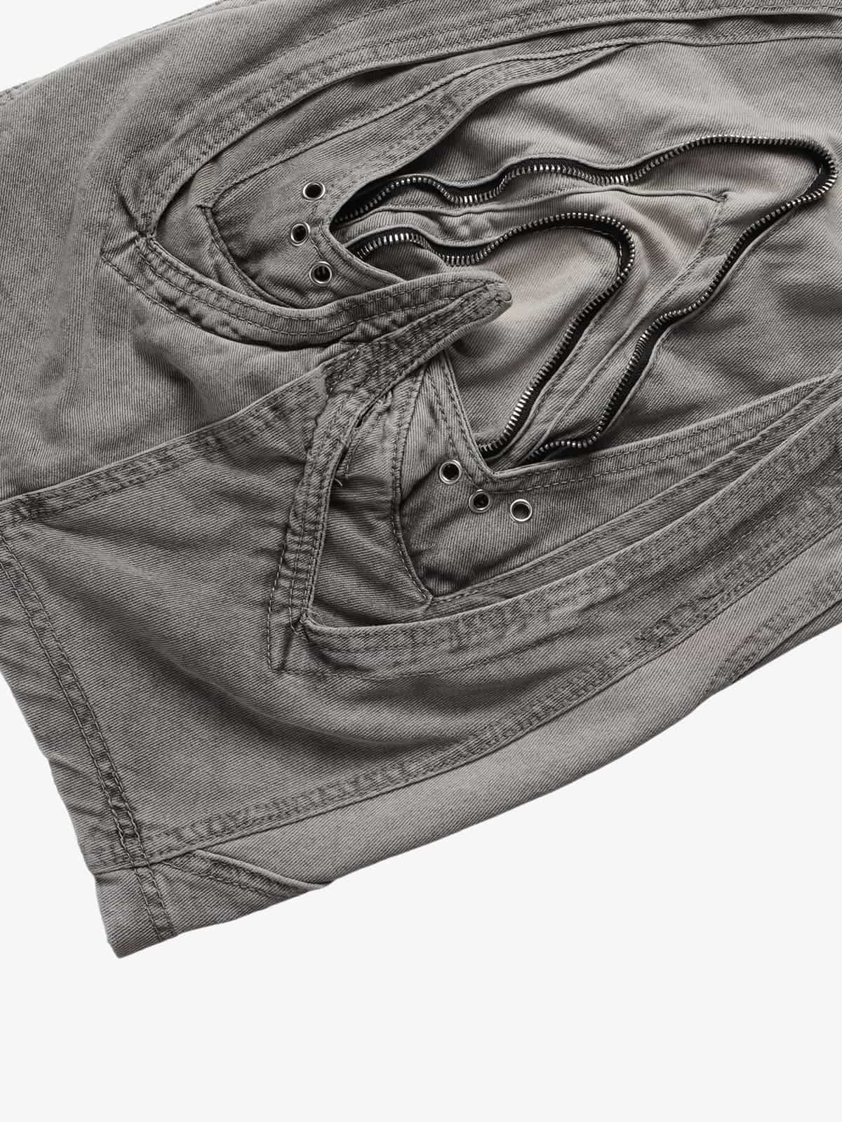 Vintage Distressed Curved Blade Barrel Jeans 