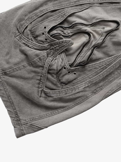 Vintage Distressed Curved Blade Barrel Jeans 