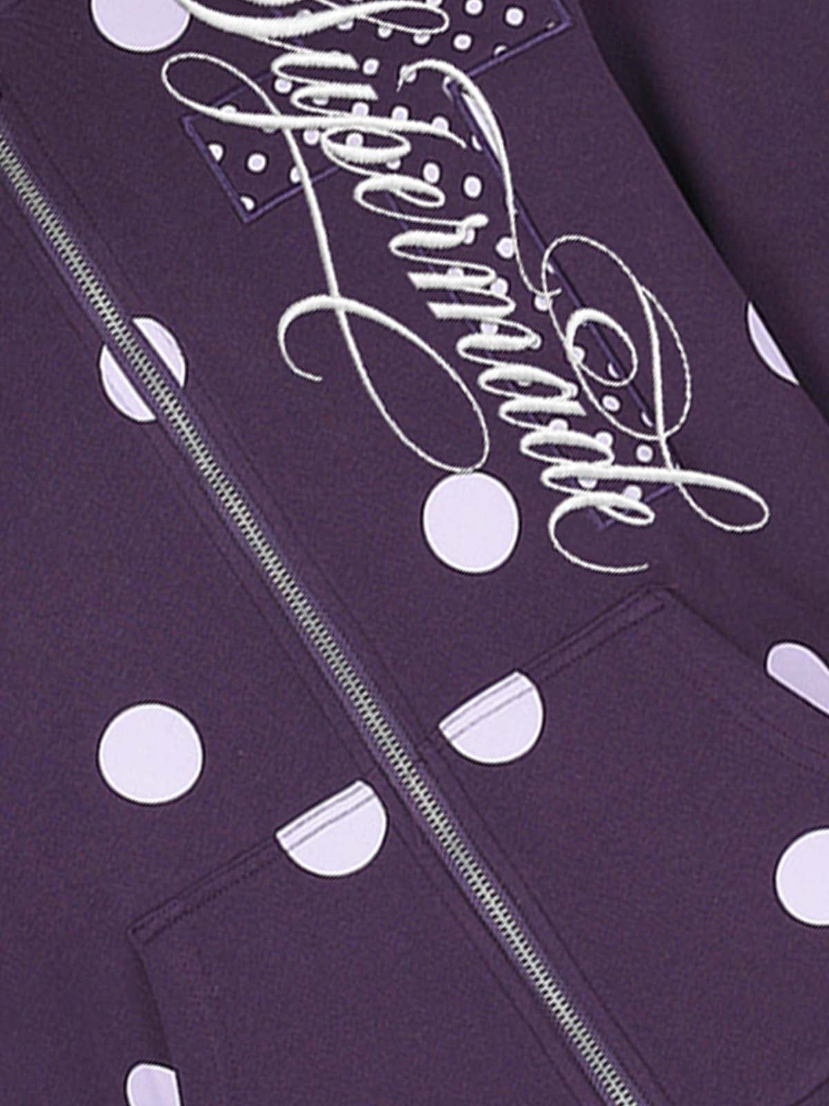 Polka Dot Logo Embroidered Cross Appliqué Zip Hoodie