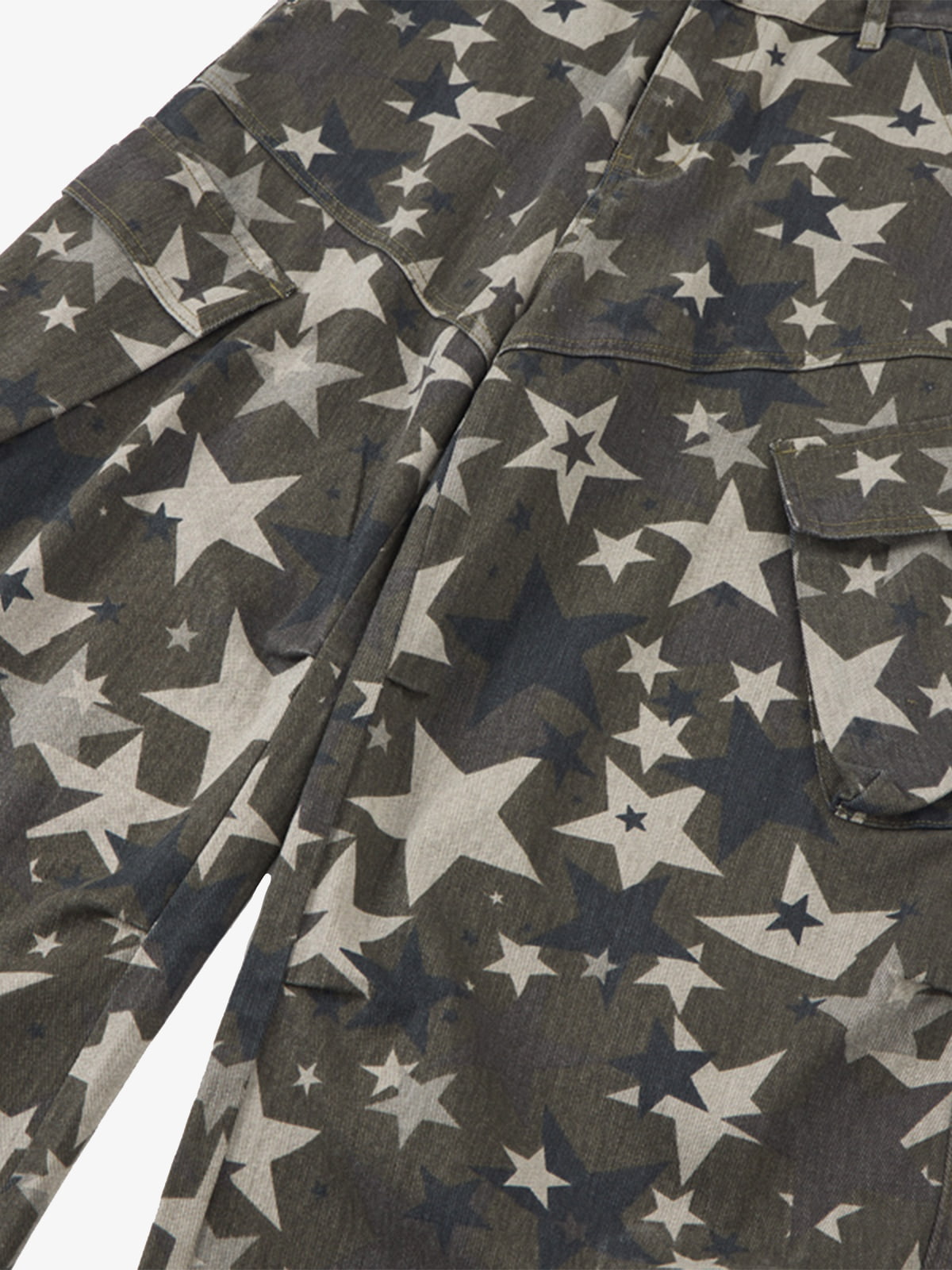 Retro Star Print Barrel Cargo Pants 