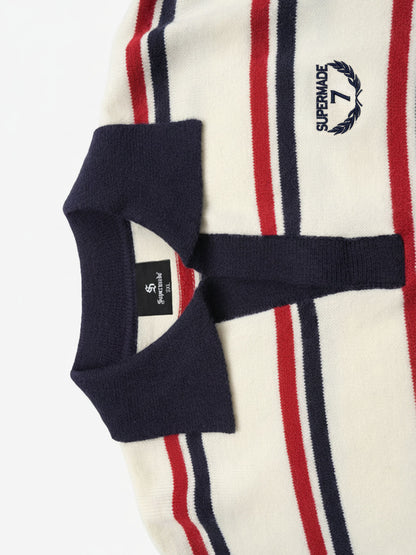 Striped Polo Sweater for Casual and Sporty Looks 