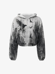 Amerikanischer Retro-Y2K-Grafik-Kapuzenpullover mit Reißverschluss